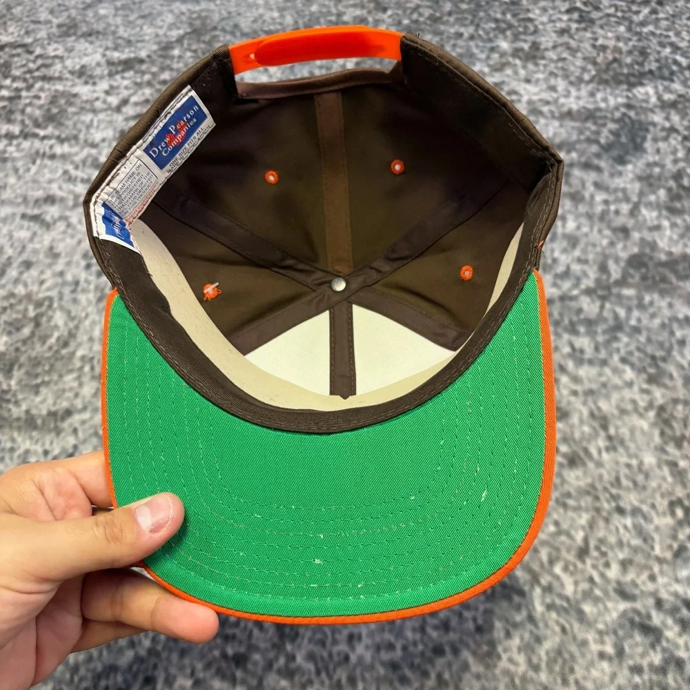 NWT Vintage 90s Cleveland Browns Drew Pearson Hat Snap Back NFL Brown Orange